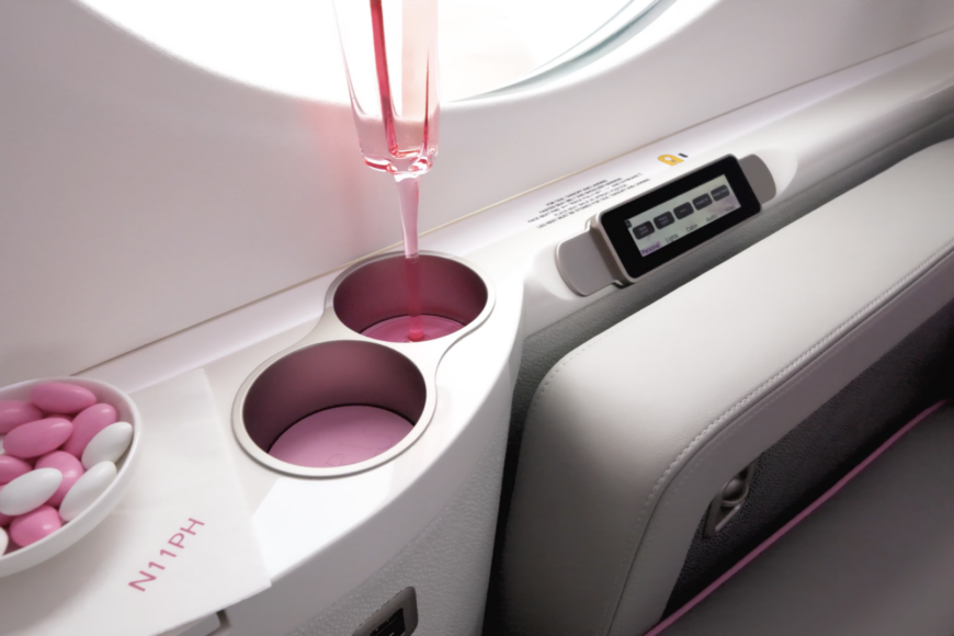 Paris Hilton plan interior installation panel, cupholder